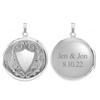 Hand Engraved Design Round Locket in Sterling Silver with Optional Engraving (42 x 33 mm)