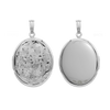 Hand Engraved Design Oval Locket in Sterling Silver with Optional Engraving (46 x 30 mm)
