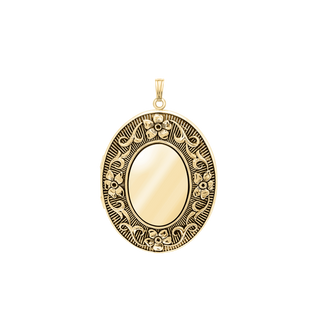 Antique Finish Embossed Oval Locket in 14K Gold Filled with Optional Engraving (57 x 38 mm)