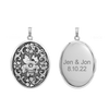 Antique Finish Embossed Oval Locket in Sterling Silver with Optional Engraving (46 x 30 mm)