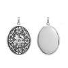 Antique Finish Embossed Oval Locket in Sterling Silver with Optional Engraving (46 x 30 mm)