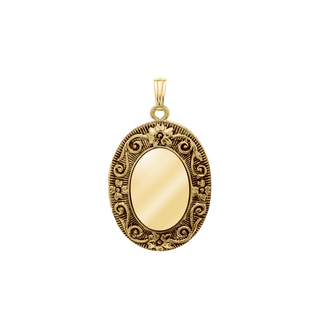 Antique Finish Embossed Oval Locket in 14K Gold Filled with Optional Engraving (38 x 23 mm)