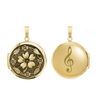 Antique Finish Embossed Round Locket in 14K Gold Filled with Optional Engraving (31 x 23 mm)