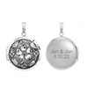 Antique Finish Embossed Round Locket in Sterling Silver with Optional Engraving (32 x 24 mm)