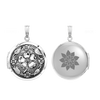 Antique Finish Embossed Round Locket in Sterling Silver with Optional Engraving (32 x 24 mm)