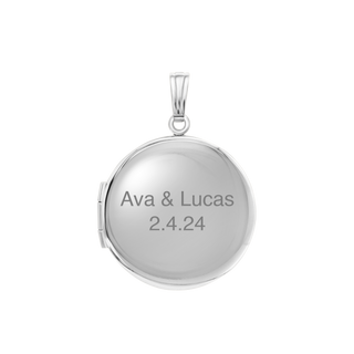 Plain Round Locket in Sterling Silver with Optional Engraving (20 x 14 mm - 42 x 32 mm)