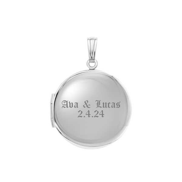 Plain Round Locket in Sterling Silver with Optional Engraving (20 x 14 mm - 42 x 32 mm)