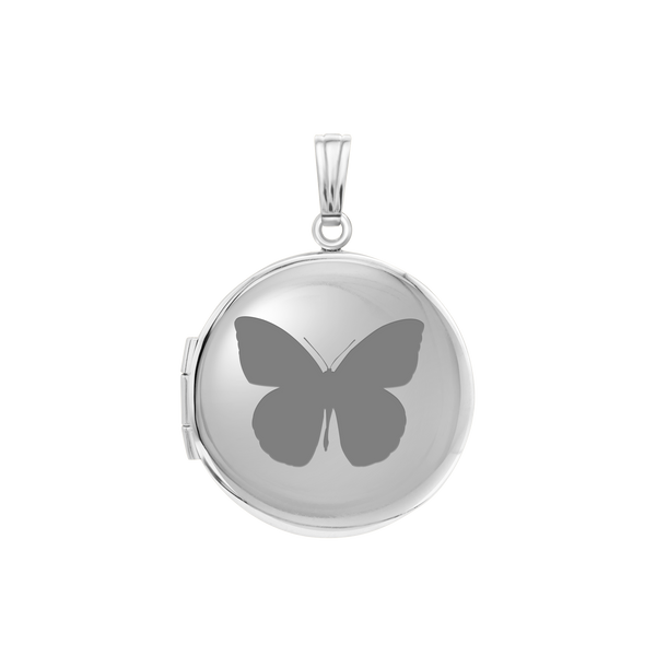 Plain Round Locket in Sterling Silver with Optional Engraving (20 x 14 mm - 42 x 32 mm)