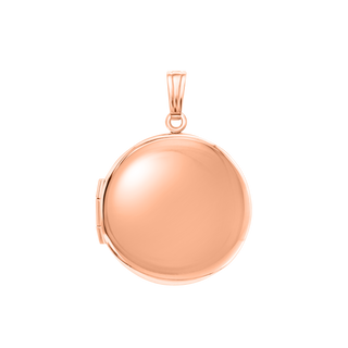 Plain Round Locket in Sterling Silver 18K Pink Gold Finish with Optional Engraving (14 mm - 32 mm)