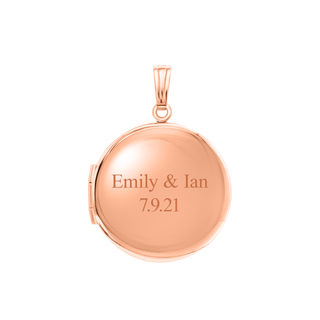 Plain Round Locket in Sterling Silver 18K Pink Gold Finish with Optional Engraving (14 mm - 32 mm)