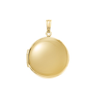 Plain Round Locket in Sterling Silver 18K Yellow Gold Finish with Optional Engraving (14 mm - 32 mm)