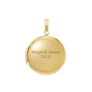 Plain Round Locket in Sterling Silver 18K Yellow Gold Finish with Optional Engraving (14 mm - 32 mm)