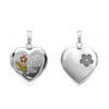 Tri-Color & Hand Engraved Design Heart Locket in Sterling Silver with Optional Engraving (28 x 19 mm)