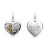 Tri-Color & Hand Engraved Design Heart Locket in Sterling Silver with Optional Engraving (28 x 19 mm)