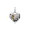 Tri-Color & Hand Engraved Design Heart Locket in Sterling Silver with Optional Engraving (28 x 19 mm)