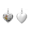 Tri-Color & Hand Engraved Design Heart Locket in Sterling Silver with Optional Engraving (28 x 19 mm)