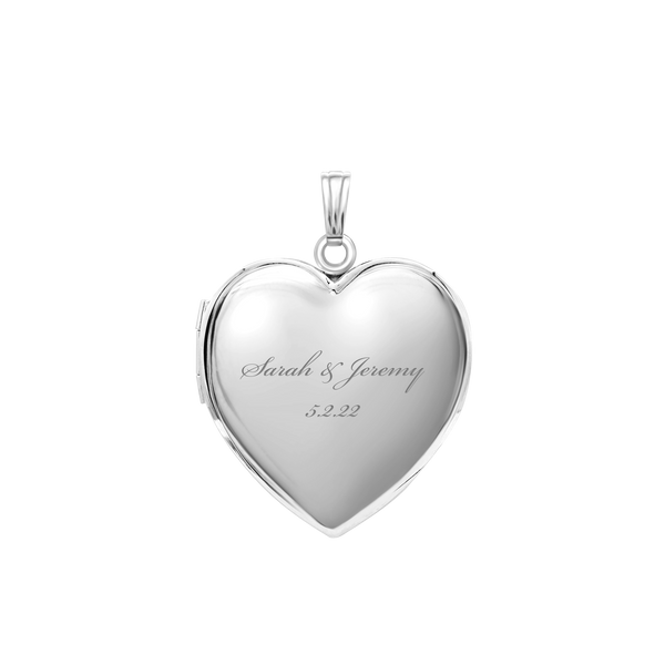 Plain Heart Locket in Sterling Silver with Optional Engraving (22 x 15 mm - 34 x 26 mm)