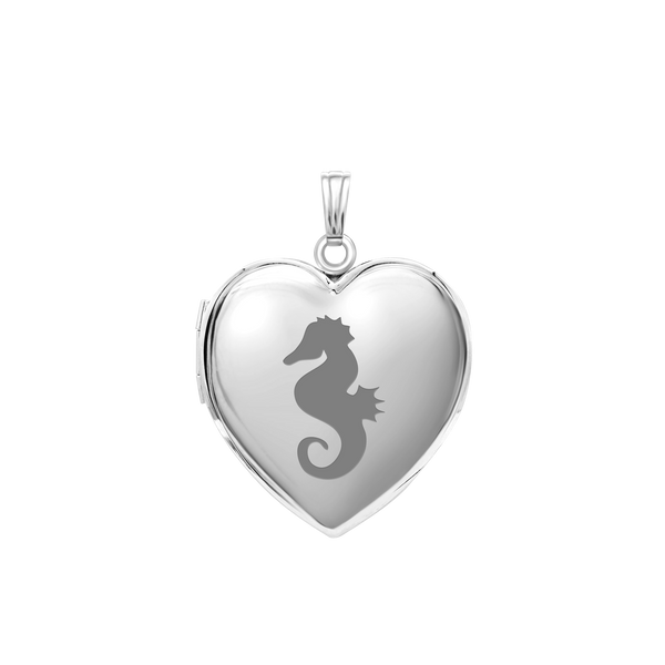 Plain Heart Locket in Sterling Silver with Optional Engraving (22 x 15 mm - 34 x 26 mm)