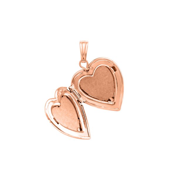 Plain Heart Locket in Sterling Silver 18K Pink Gold Finish with Optional Engraving (22 x 15 mm - 34 x 26 mm)