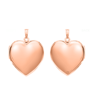 Plain Heart Locket in Sterling Silver 18K Pink Gold Finish with Optional Engraving (22 x 15 mm - 34 x 26 mm)