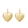 Plain Heart Locket in Sterling Silver 18K Yellow Gold Finish with Optional Engraving (22 x 15 mm - 34 x 26 mm)