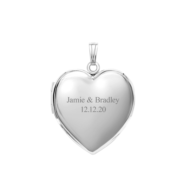 Plain Heart Locket in Sterling Silver with Optional Engraving (22 x 15 mm - 34 x 26 mm)