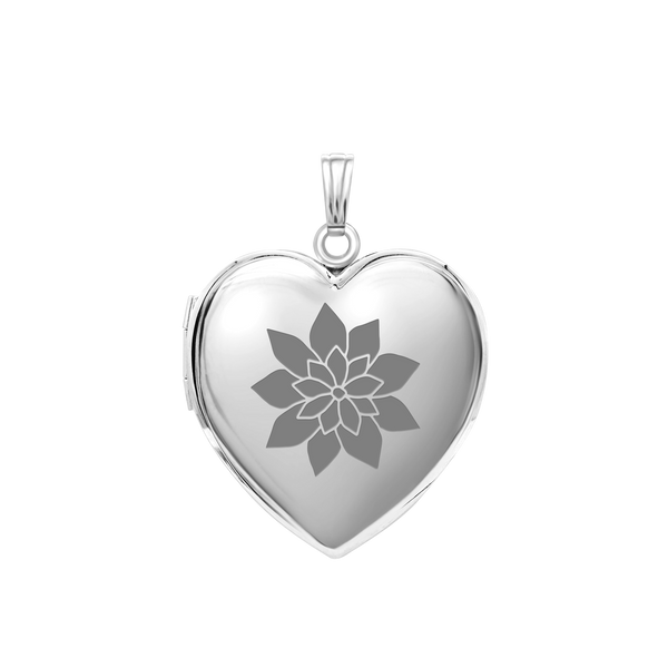 Plain Heart Locket in Sterling Silver with Optional Engraving (22 x 15 mm - 34 x 26 mm)