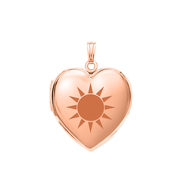 Plain Heart Locket in Sterling Silver 18K Pink Gold Finish with Optional Engraving (22 x 15 mm - 34 x 26 mm)