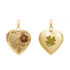 Tri-Color & Hand Engraved Design Heart Locket with Diamonds in 14K Gold Filled  with Optional Engraving (28 x 19 mm)