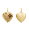 Tri-Color & Hand Engraved Design Heart Locket with Diamonds in 14K Gold Filled  with Optional Engraving (28 x 19 mm)