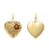 Tri-Color & Hand Engraved Design Heart Locket with Diamonds in 14K Gold Filled  with Optional Engraving (28 x 19 mm)