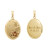 Tri-Color & Hand Engraved Design Oval Locket with Diamonds in 14K Gold Filled with Optional Engraving (30 x 16 mm)