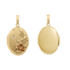 Tri-Color & Hand Engraved Design Oval Locket with Diamonds in 14K Gold Filled with Optional Engraving (30 x 16 mm)