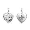 Hand Engraved Design Heart Locket in Sterling Silver with Optional Engraving (28 x 15 mm)