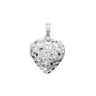 Hand Engraved Design Heart Locket in Sterling Silver with Optional Engraving (28 x 15 mm)