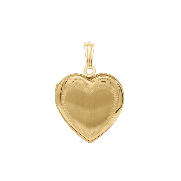 Hand Engraved Design Heart Locket in 14K Gold Filled with Optional Engraving (28 x 19 mm)