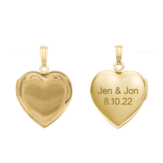 Hand Engraved Design Heart Locket in 14K Gold Filled with Optional Engraving (28 x 19 mm)