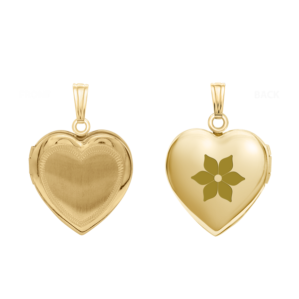 Hand Engraved Design Heart Locket in 14K Gold Filled with Optional Engraving (28 x 19 mm)