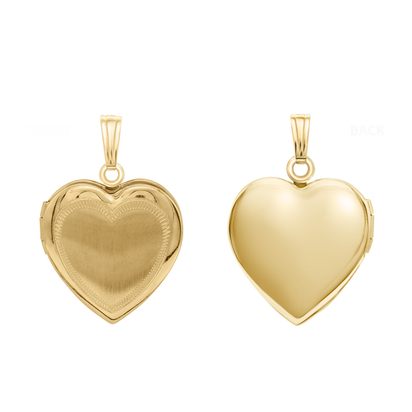 Hand Engraved Design Heart Locket in 14K Gold Filled with Optional Engraving (28 x 19 mm)