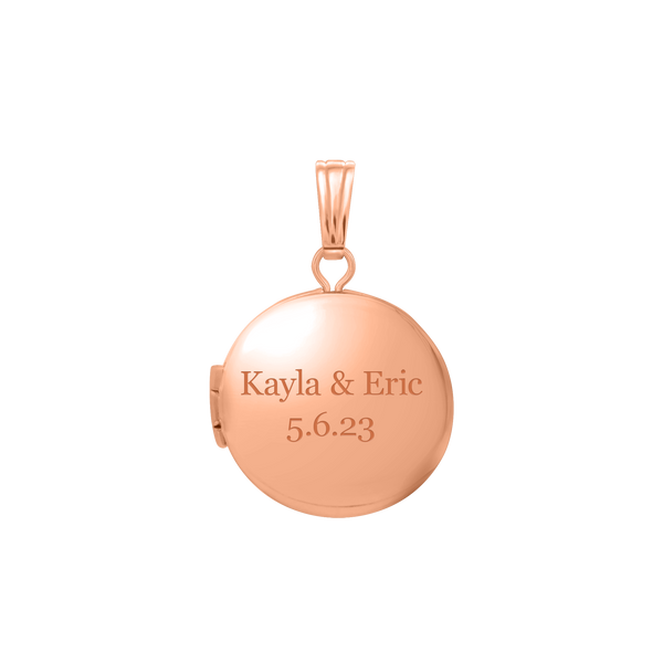 Plain Round Locket in Sterling Silver 18K Pink Gold Finish with Optional Engraving (14 mm - 32 mm)