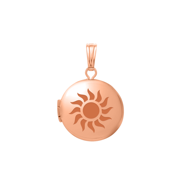 Plain Round Locket in Sterling Silver 18K Pink Gold Finish with Optional Engraving (14 mm - 32 mm)