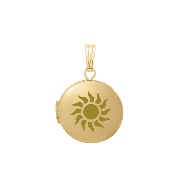 Plain Round Locket in Sterling Silver 18K Yellow Gold Finish with Optional Engraving (14 mm - 32 mm)