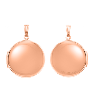 Plain Round Locket in Sterling Silver 18K Pink Gold Finish with Optional Engraving (14 mm - 32 mm)