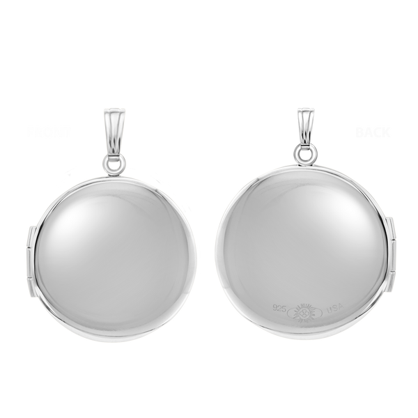 Plain Round Locket in Sterling Silver with Optional Engraving (20 x 14 mm - 42 x 32 mm)