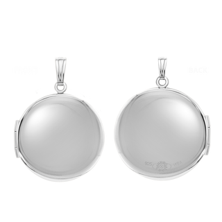 Plain Round Locket in Sterling Silver with Optional Engraving (20 x 14 mm - 42 x 32 mm)