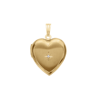 Heart Locket with Diamonds in 14K Gold Filled  with Optional Engraving (28 x 19 mm)