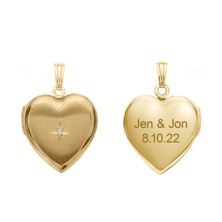 Heart Locket with Diamonds in 14K Gold Filled  with Optional Engraving (28 x 19 mm)