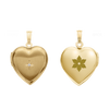 Heart Locket with Diamonds in 14K Gold Filled  with Optional Engraving (28 x 19 mm)