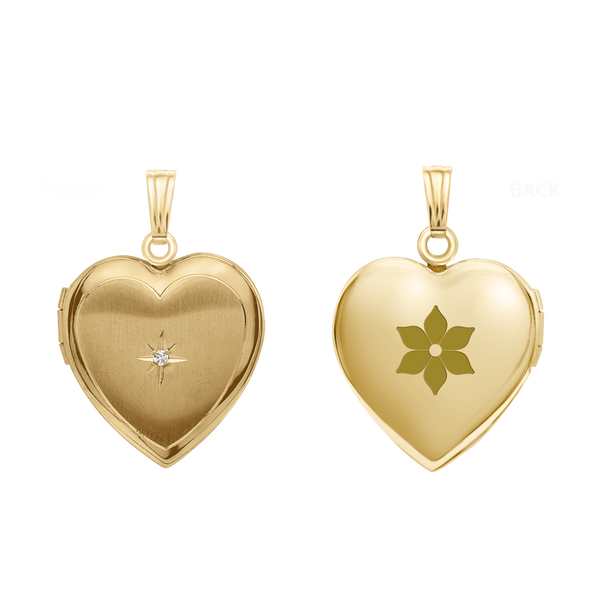 Heart Locket with Diamonds in 14K Gold Filled  with Optional Engraving (28 x 19 mm)