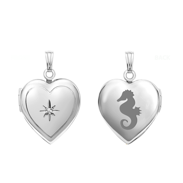 Heart Locket with Diamonds in 14K Gold with Optional Engraving (13 mm - 15 mm)